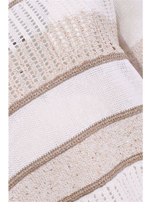 Maglia traforata in cotone e viscosa a righe D. Exterior | 623281BIAN